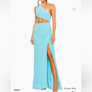 Mac Duggal Ieena One-Shoulder Cut-Out Gown size 10 powder blue NWT